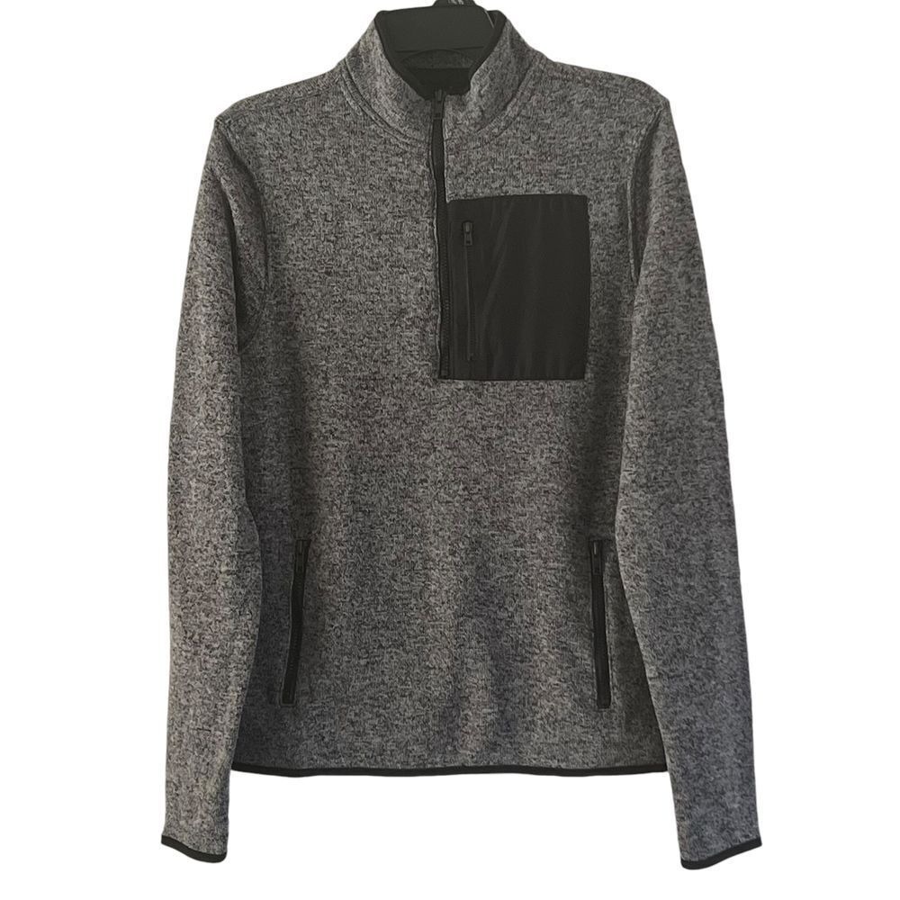 Aeropostale Men's Gray Heather Quarter-Zip Fleece Pullover Sweater Size S/P‎